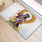 Melbourne Cup Australia Rubber Doormat Horse Racing Horseshoe Mix Yellow Roses LT14