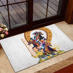 Melbourne Cup Australia Rubber Doormat Horse Racing Horseshoe Mix Yellow Roses LT14