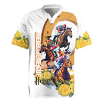 Melbourne Cup Australia Rugby Jersey Horse Racing Horseshoe Mix Yellow Roses LT14