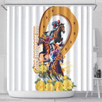 Melbourne Cup Australia Shower Curtain Horse Racing Horseshoe Mix Yellow Roses LT14