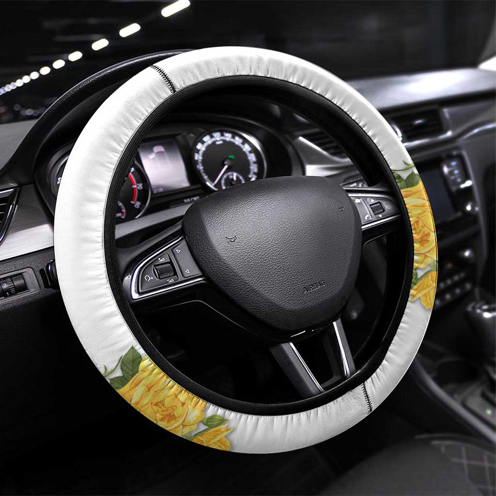 Melbourne Cup Australia Steering Wheel Cover Horse Racing Horseshoe Mix Yellow Roses LT14