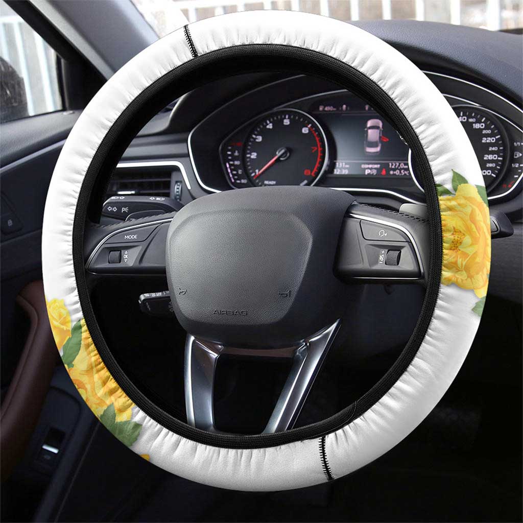 Melbourne Cup Australia Steering Wheel Cover Horse Racing Horseshoe Mix Yellow Roses LT14