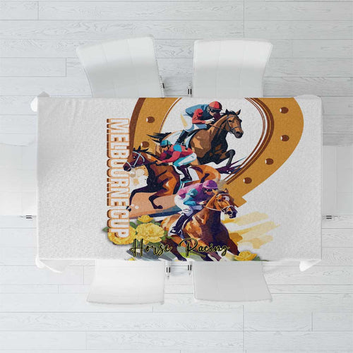Melbourne Cup Australia Tablecloth Horse Racing Horseshoe Mix Yellow Roses LT14