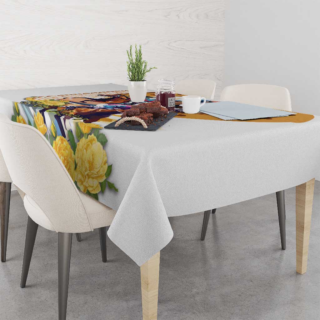 Melbourne Cup Australia Tablecloth Horse Racing Horseshoe Mix Yellow Roses LT14