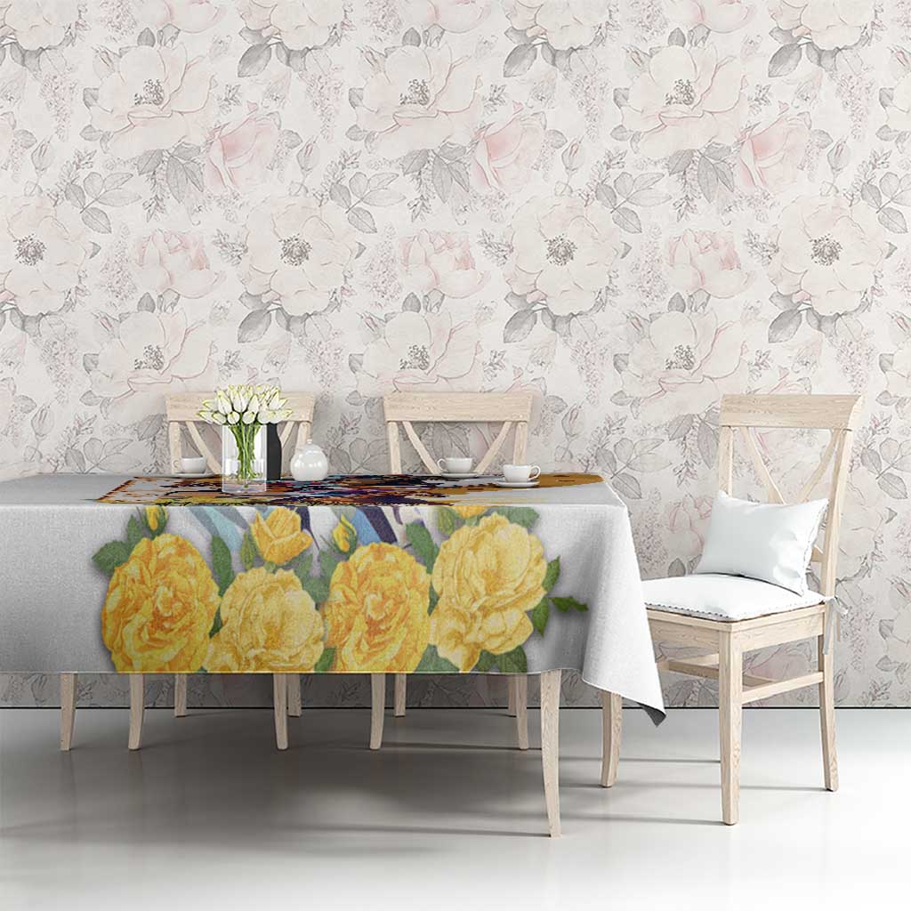 Melbourne Cup Australia Tablecloth Horse Racing Horseshoe Mix Yellow Roses LT14