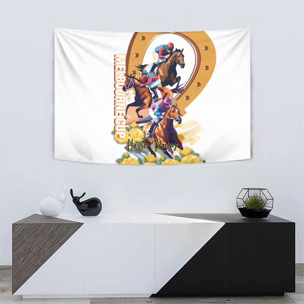 Melbourne Cup Australia Tapestry Horse Racing Horseshoe Mix Yellow Roses LT14