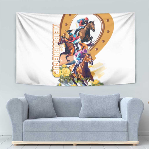 Melbourne Cup Australia Tapestry Horse Racing Horseshoe Mix Yellow Roses LT14
