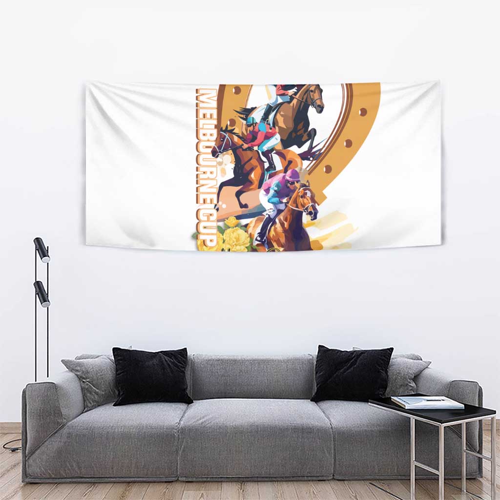 Melbourne Cup Australia Tapestry Horse Racing Horseshoe Mix Yellow Roses LT14
