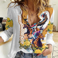 Melbourne Cup Australia Women Casual Shirt Horse Racing Horseshoe Mix Yellow Roses LT14