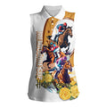 Melbourne Cup Australia Women Sleeveless Polo Shirt Horse Racing Horseshoe Mix Yellow Roses LT14