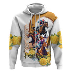 Melbourne Cup Australia Zip Hoodie Horse Racing Horseshoe Mix Yellow Roses LT14