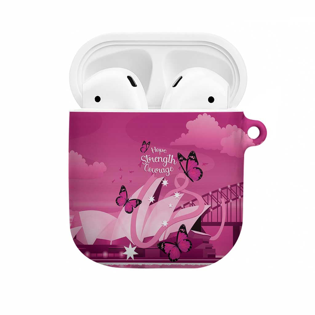 Australia Breast Cancer Awareness AirPods Case Sydney Opera House Butterfly Pink Ribbon - Aussie Hoodie