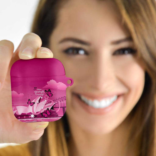 Australia Breast Cancer Awareness AirPods Case Sydney Opera House Butterfly Pink Ribbon - Aussie Hoodie