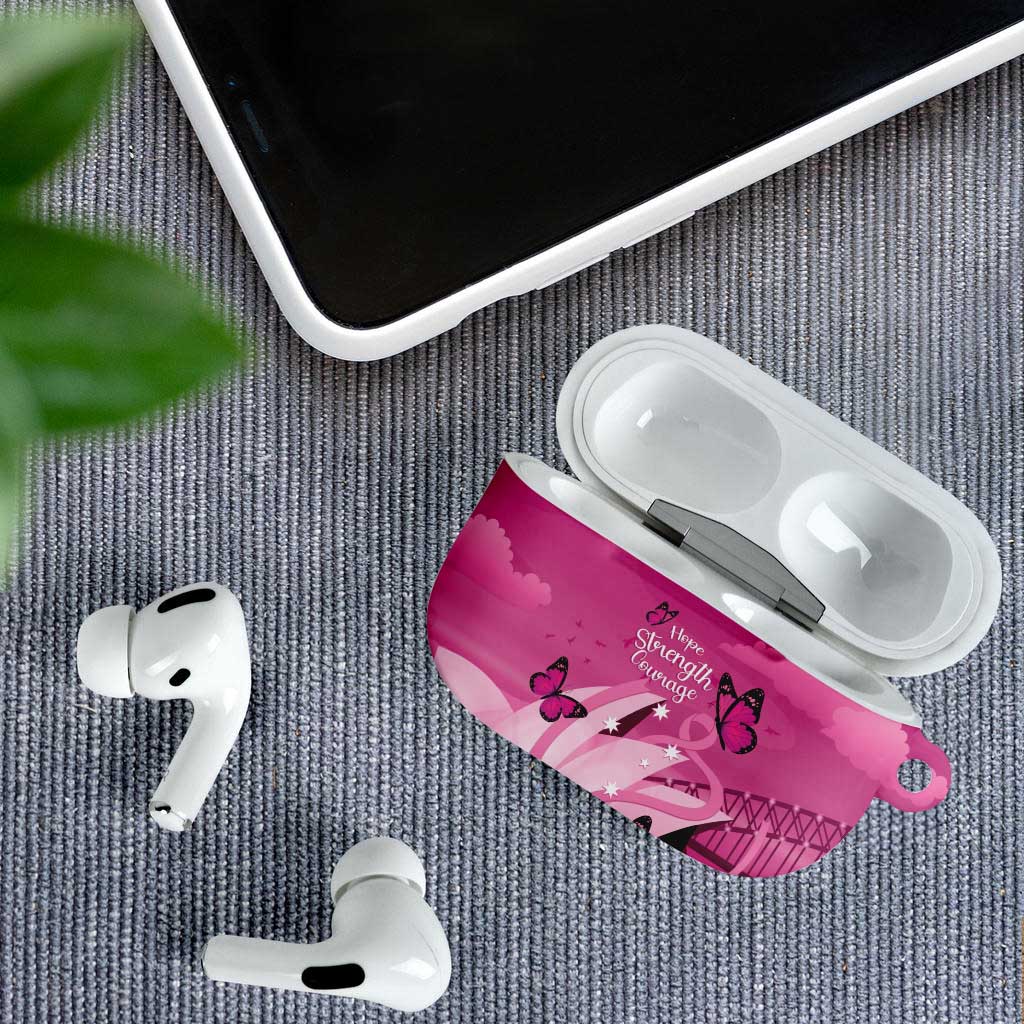 Australia Breast Cancer Awareness AirPods Case Sydney Opera House Butterfly Pink Ribbon - Aussie Hoodie