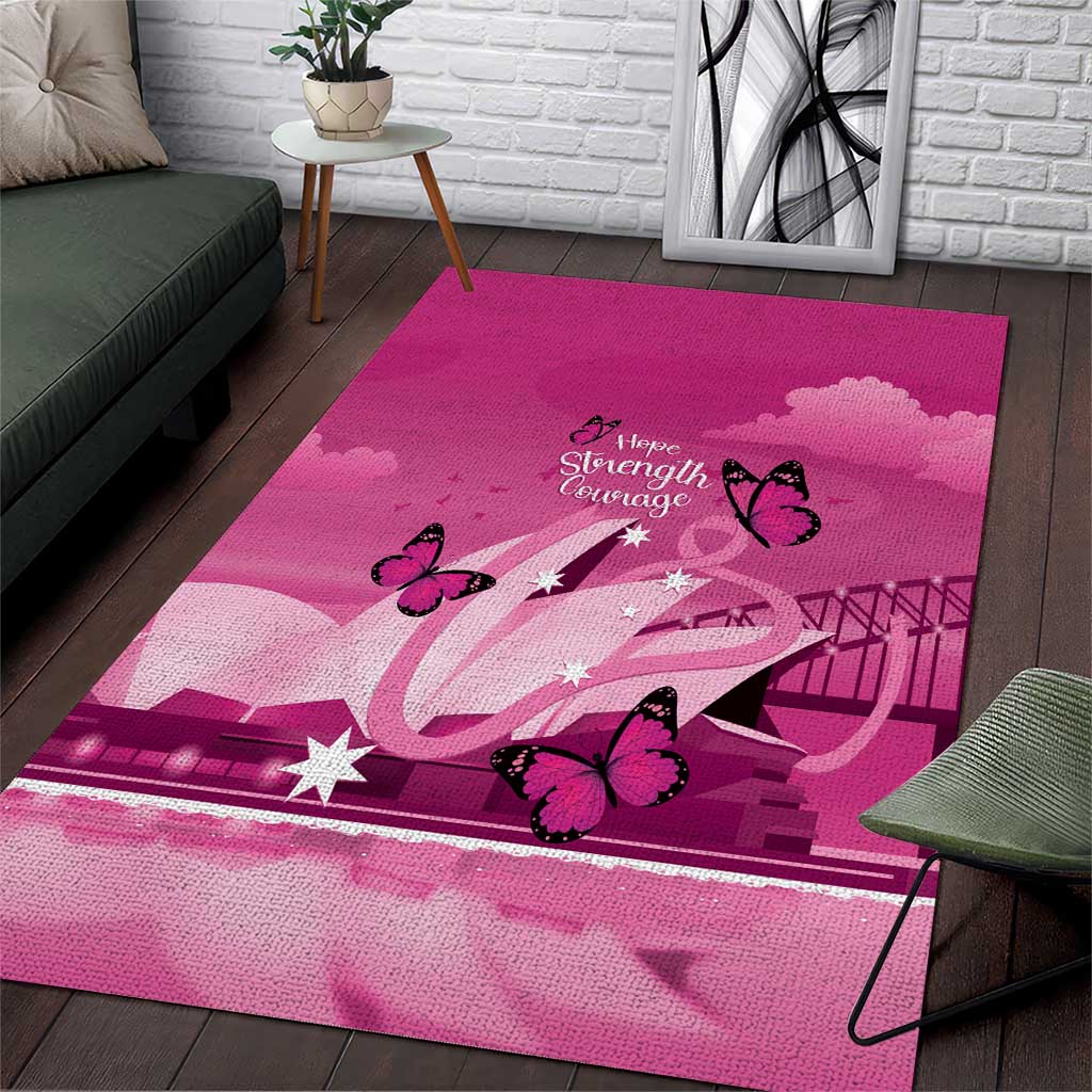 Australia Breast Cancer Awareness Area Rug Sydney Opera House Butterfly Pink Ribbon - Aussie Hoodie