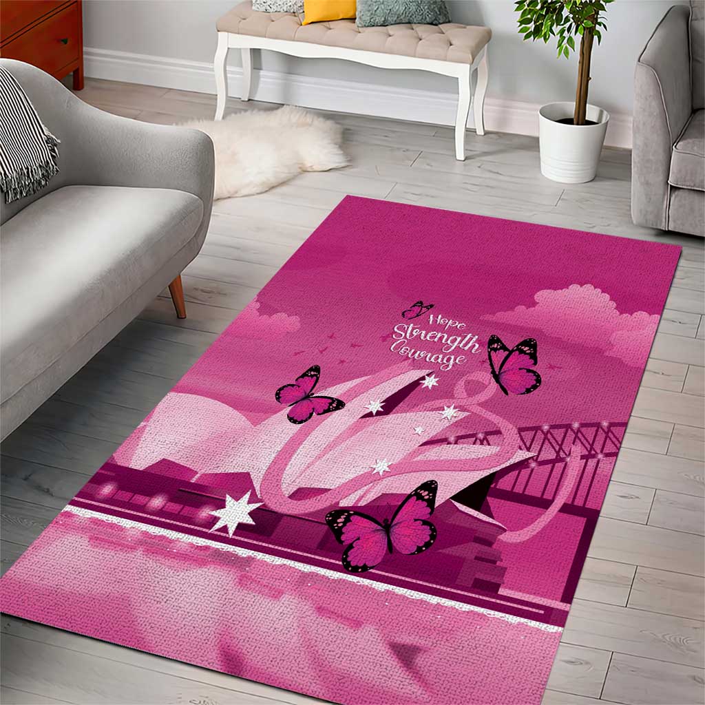 Australia Breast Cancer Awareness Area Rug Sydney Opera House Butterfly Pink Ribbon - Aussie Hoodie