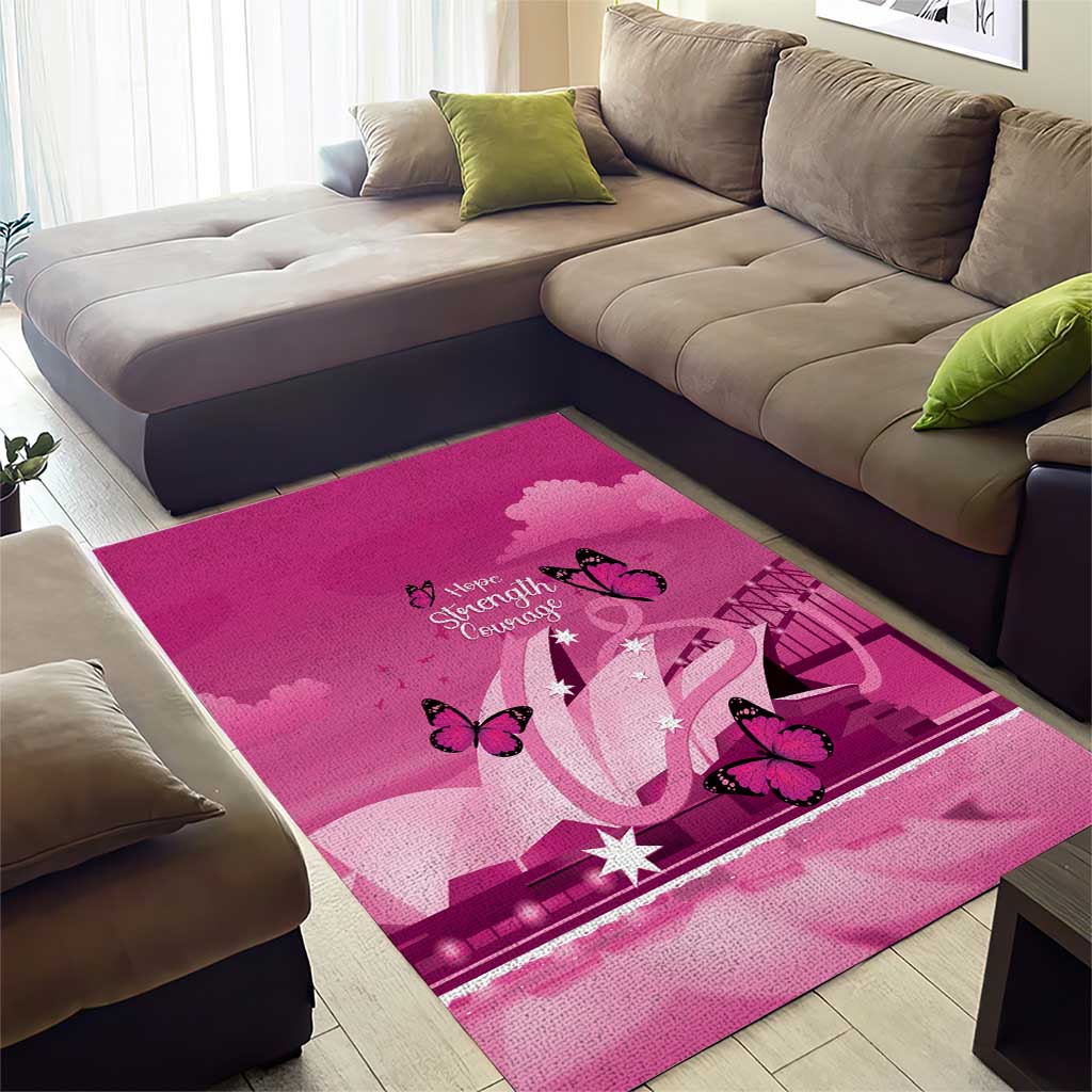 Australia Breast Cancer Awareness Area Rug Sydney Opera House Butterfly Pink Ribbon - Aussie Hoodie