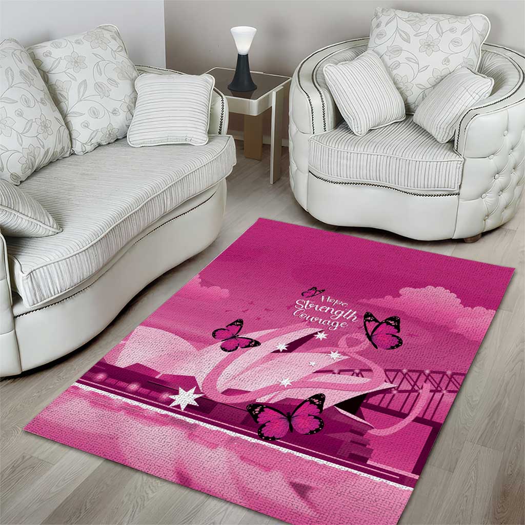 Australia Breast Cancer Awareness Area Rug Sydney Opera House Butterfly Pink Ribbon - Aussie Hoodie