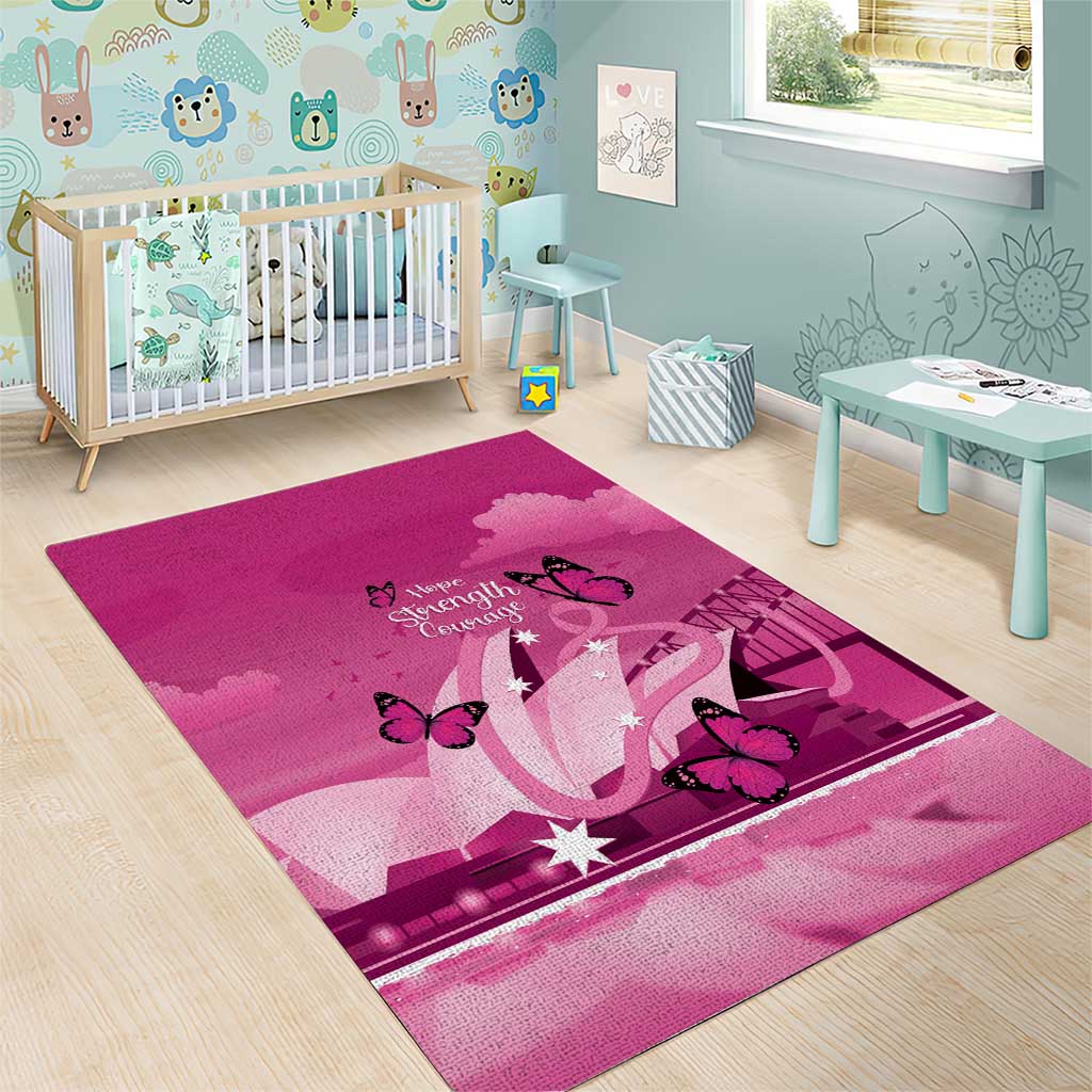 Australia Breast Cancer Awareness Area Rug Sydney Opera House Butterfly Pink Ribbon - Aussie Hoodie
