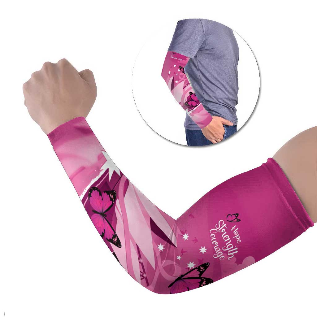 Personalised Australia Breast Cancer Awareness Arm Sleeves Sydney Opera House Butterfly Pink Ribbon - Aussie Hoodie