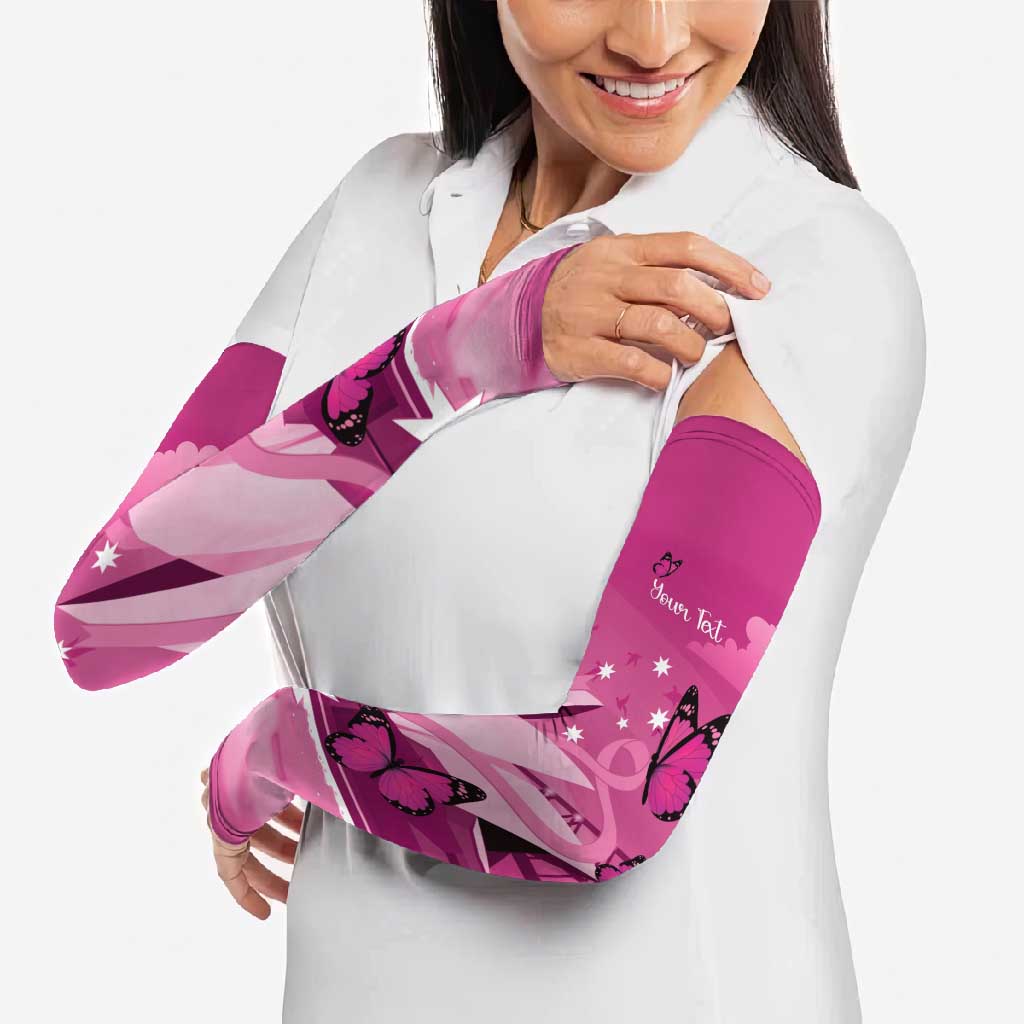 Personalised Australia Breast Cancer Awareness Arm Sleeves Sydney Opera House Butterfly Pink Ribbon - Aussie Hoodie