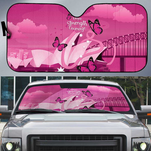Australia Breast Cancer Awareness Auto Sun Shade Sydney Opera House Butterfly Pink Ribbon - Aussie Hoodie