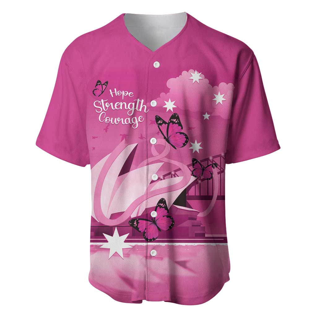 Personalised Australia Breast Cancer Awareness Baseball Jersey Sydney Opera House Butterfly Pink Ribbon - Aussie Hoodie