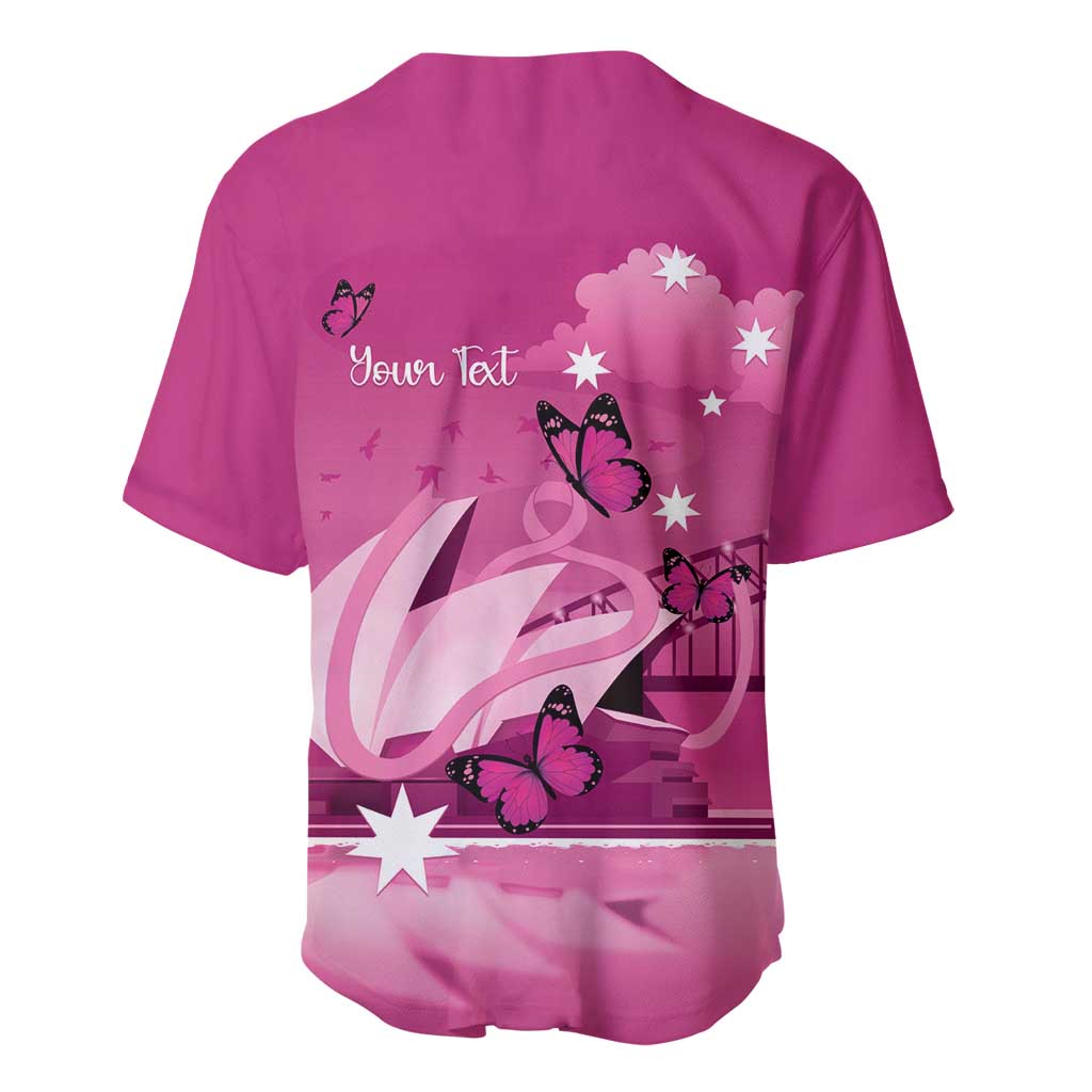 Personalised Australia Breast Cancer Awareness Baseball Jersey Sydney Opera House Butterfly Pink Ribbon - Aussie Hoodie