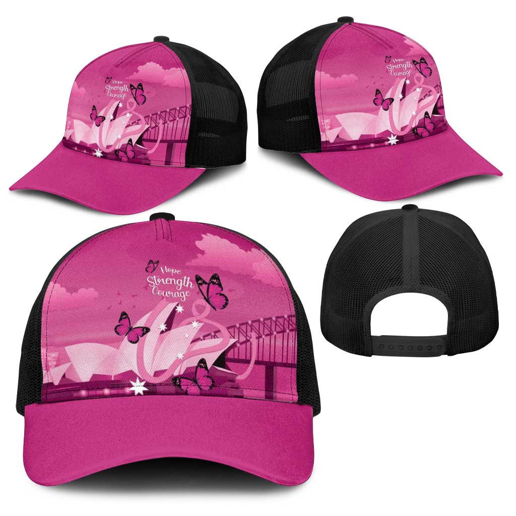 Australia Breast Cancer Awareness Baseball Net Cap Sydney Opera House Butterfly Pink Ribbon - Aussie Hoodie