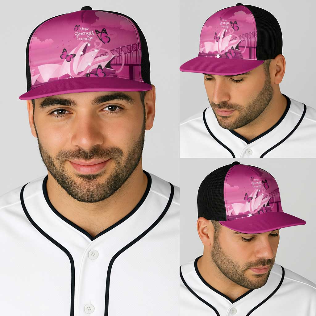 Australia Breast Cancer Awareness Baseball Net Cap Sydney Opera House Butterfly Pink Ribbon - Aussie Hoodie