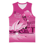 Personalised Australia Breast Cancer Awareness Basketball Jersey Sydney Opera House Butterfly Pink Ribbon - Aussie Hoodie