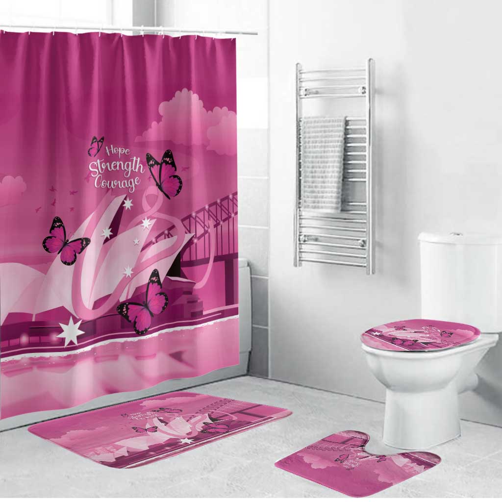 Australia Breast Cancer Awareness Bathroom Set Sydney Opera House Butterfly Pink Ribbon - Aussie Hoodie