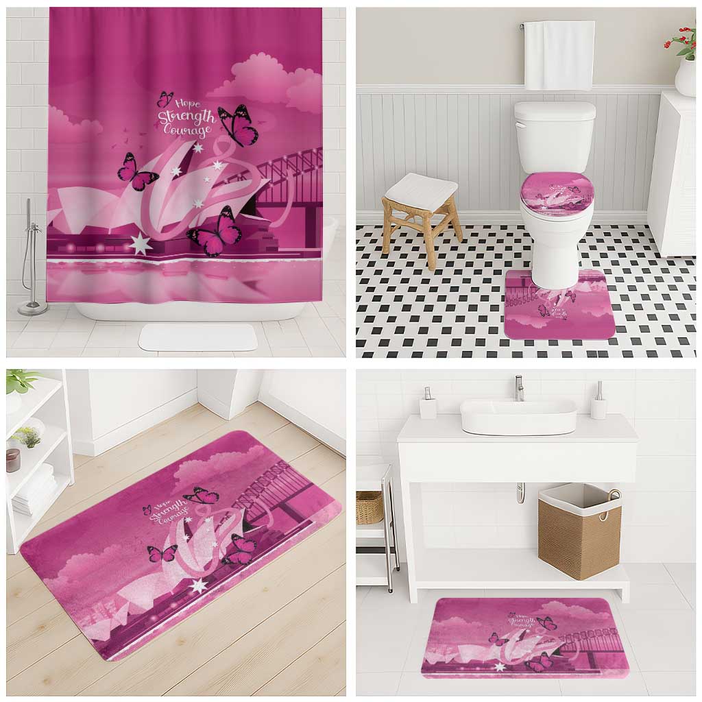 Australia Breast Cancer Awareness Bathroom Set Sydney Opera House Butterfly Pink Ribbon - Aussie Hoodie