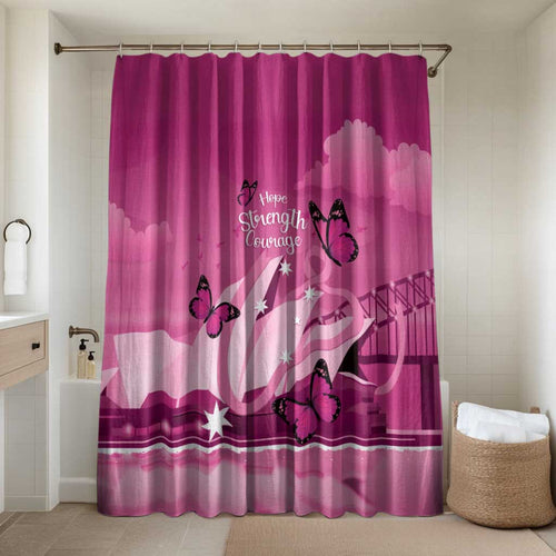 Australia Breast Cancer Awareness Bathroom Set Sydney Opera House Butterfly Pink Ribbon - Aussie Hoodie