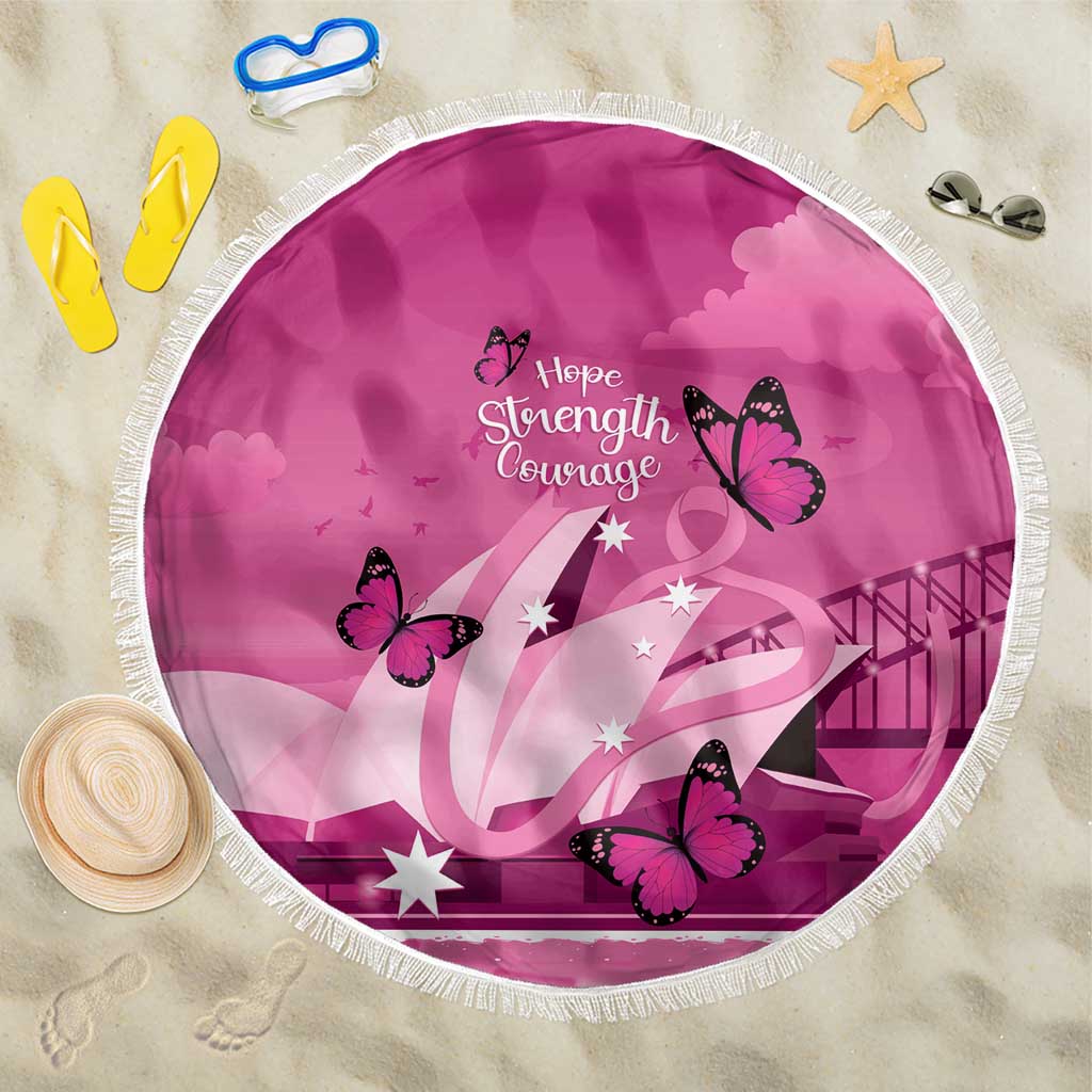 Australia Breast Cancer Awareness Beach Blanket Sydney Opera House Butterfly Pink Ribbon - Aussie Hoodie