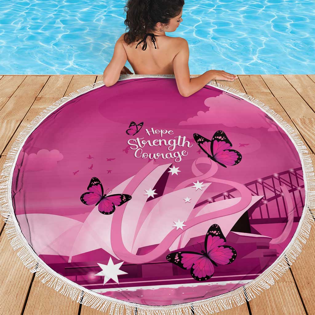 Australia Breast Cancer Awareness Beach Blanket Sydney Opera House Butterfly Pink Ribbon - Aussie Hoodie