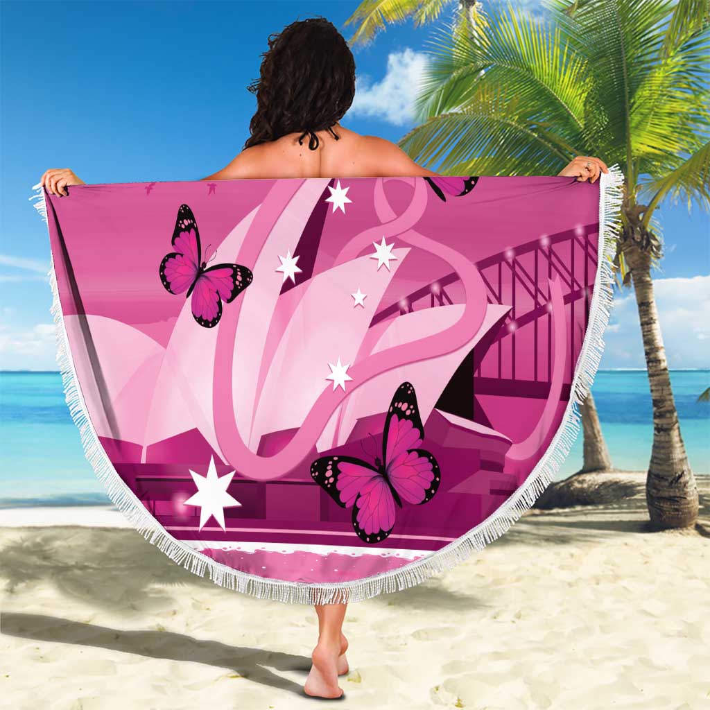 Australia Breast Cancer Awareness Beach Blanket Sydney Opera House Butterfly Pink Ribbon - Aussie Hoodie