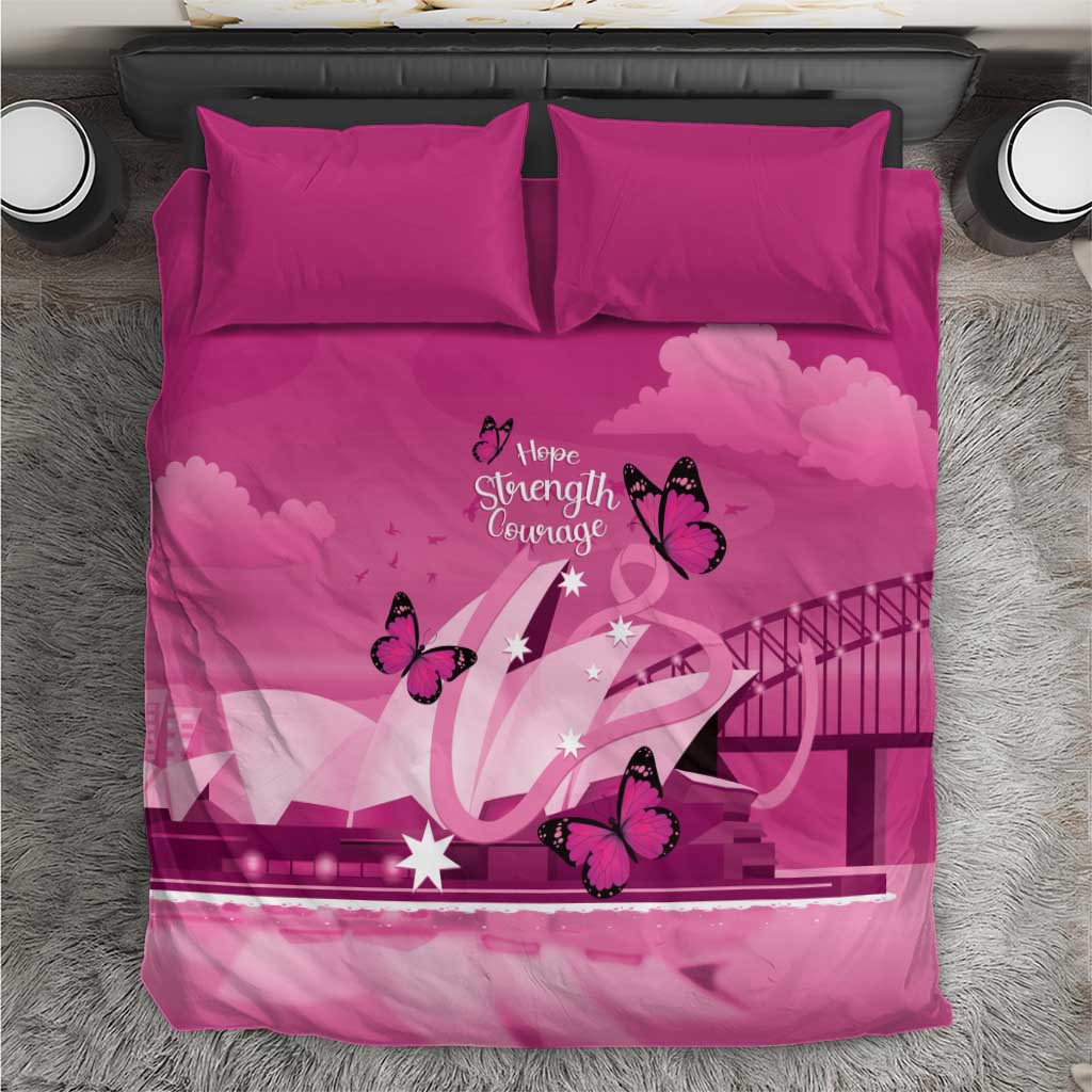Australia Breast Cancer Awareness Bedding Set Sydney Opera House Butterfly Pink Ribbon - Aussie Hoodie