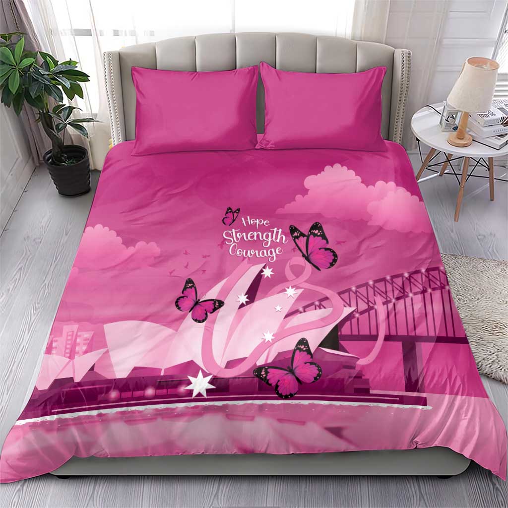 Australia Breast Cancer Awareness Bedding Set Sydney Opera House Butterfly Pink Ribbon - Aussie Hoodie