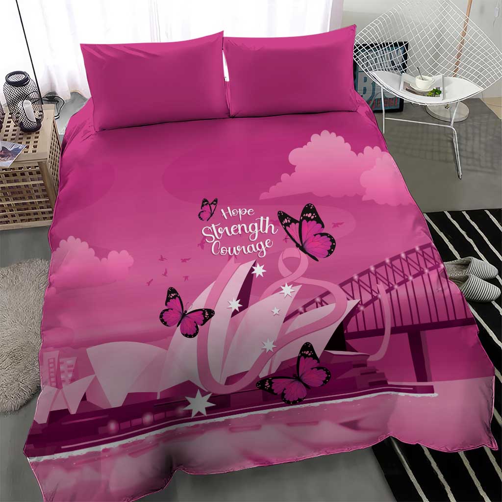 Australia Breast Cancer Awareness Bedding Set Sydney Opera House Butterfly Pink Ribbon - Aussie Hoodie