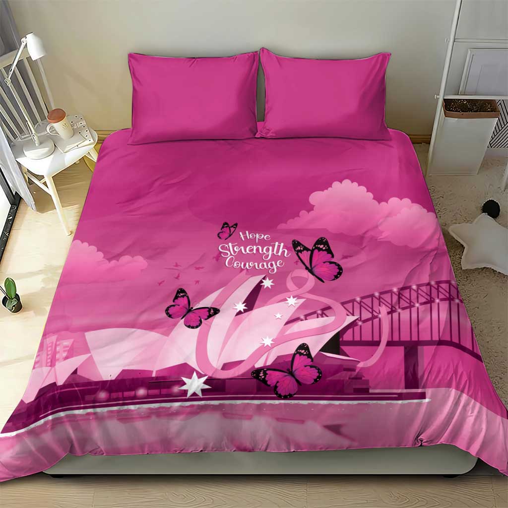 Australia Breast Cancer Awareness Bedding Set Sydney Opera House Butterfly Pink Ribbon - Aussie Hoodie