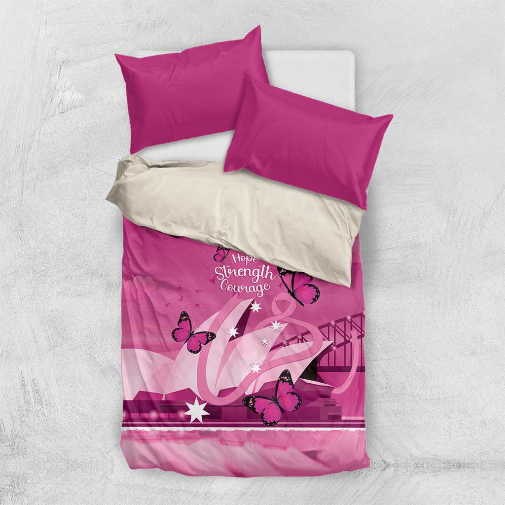 Australia Breast Cancer Awareness Bedding Set Sydney Opera House Butterfly Pink Ribbon - Aussie Hoodie