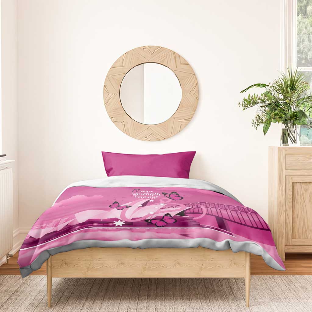 Australia Breast Cancer Awareness Bedding Set Sydney Opera House Butterfly Pink Ribbon - Aussie Hoodie