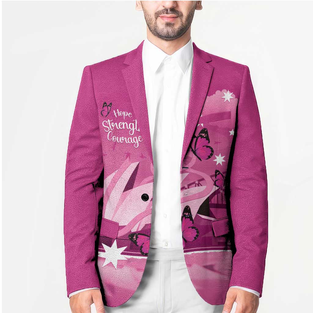 Personalised Australia Breast Cancer Awareness Blazer Sydney Opera House Butterfly Pink Ribbon - Aussie Hoodie