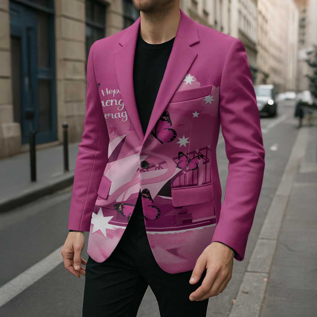 Personalised Australia Breast Cancer Awareness Blazer Sydney Opera House Butterfly Pink Ribbon - Aussie Hoodie