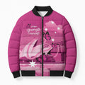 Personalised Australia Breast Cancer Awareness Bomber Puffer Jacket Sydney Opera House Butterfly Pink Ribbon - Aussie Hoodie