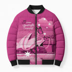 Personalised Australia Breast Cancer Awareness Bomber Puffer Jacket Sydney Opera House Butterfly Pink Ribbon - Aussie Hoodie