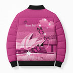 Personalised Australia Breast Cancer Awareness Bomber Puffer Jacket Sydney Opera House Butterfly Pink Ribbon - Aussie Hoodie
