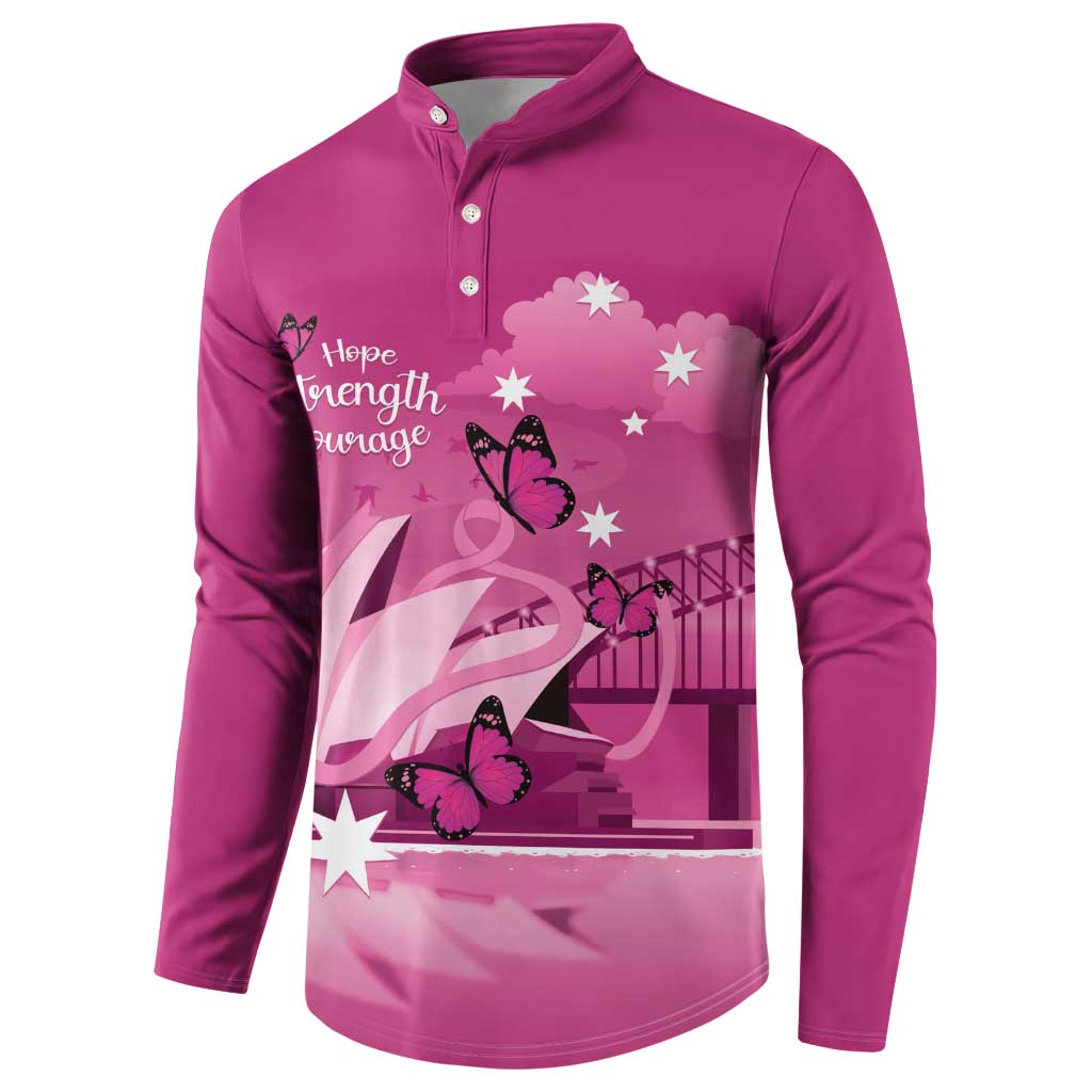 Personalised Australia Breast Cancer Awareness Button Sweatshirt Sydney Opera House Butterfly Pink Ribbon - Aussie Hoodie