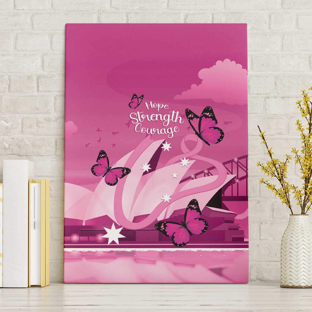 Australia Breast Cancer Awareness Canvas Wall Art Sydney Opera House Butterfly Pink Ribbon - Aussie Hoodie